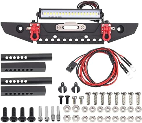 Rumper dianteiro de metal da árvore com luz LED RC Winch Mount Seat compatível com TRXXAS TRX-4 TRX4 AXIAL SCX10