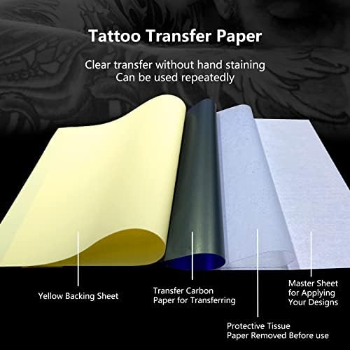 300pcs Tattoo Ink Cups com 2 xícaras de porta + 5pcs tatuagem pele 5pcs transferência de papel moricher tatuagem