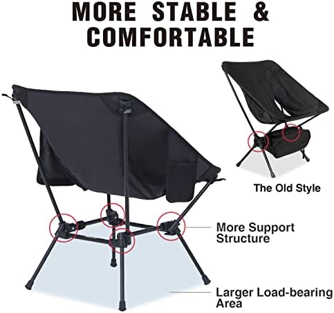 Cadeira de acampamento Moon LENCE Cadeira compacta de mochila cadeira dobrável com bolsos laterais Cadeira portátil Pesado pesado