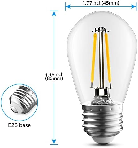 Torchstar 15-pacote S14 lâmpadas de corda LED coloridas 1,2W, base E26, lâmpadas de filamento externo e não minimizáveis,