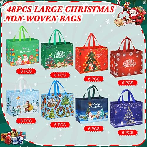 48 PCs sacolas de presente de Natal sacolas de Natal com manuseio grande Natal Multifuncional sacos de presente não tecidos Sacos