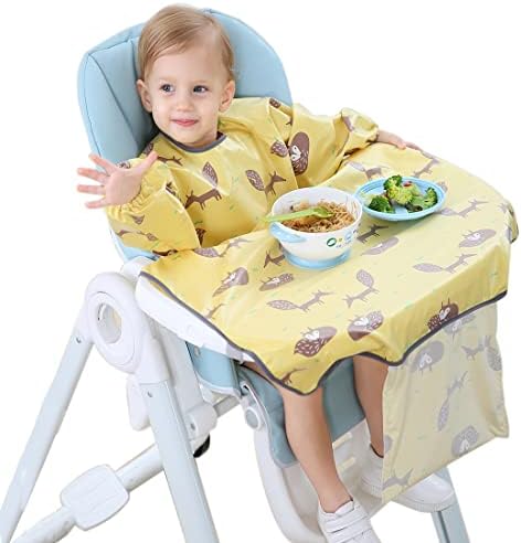 Babas de desmame de bebê Jarafom Bibs anti-Diretamente Cadeira alta de mangas com mangas de manga de mancha resistência ao odor de mancha Play Smock Apron 6-36 meses