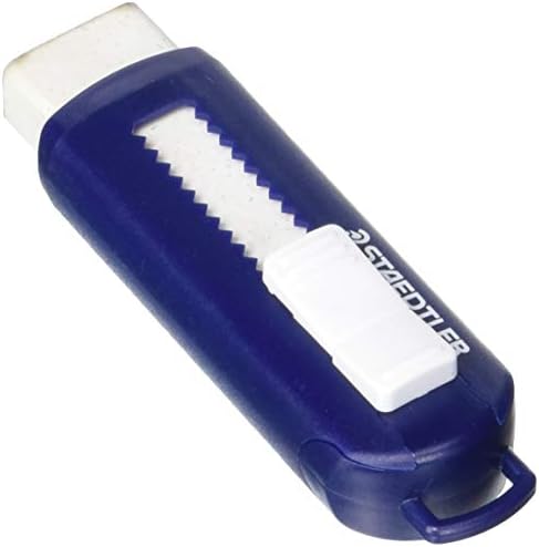 Staedtler 525 PS1 A borracha com estojo deslizante PVC, ftalato e látex livre, caixa, 1 peça, branco/azul