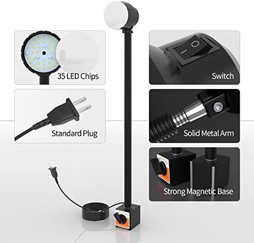 35LEDS Luz magnética, 1200 lúmen 120V Luz de trabalho flexível de necreck com base magnética ajustável para torneio CNC Ferrill