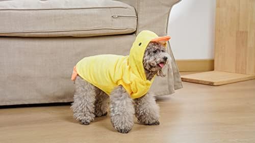Trajes de cães de pato Mogoko, capuz de cosplay de Halloween para animais de estimação, fantasia adorável de pato amarelo, capuz de lã de animais para roupas quentes roupas