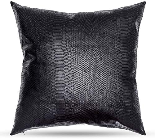 Hddahua Black Snake Skin Skin Faux Leather Pillow Capa - Sofá Cushion Case - Covers de arremesso moderno decorativo para