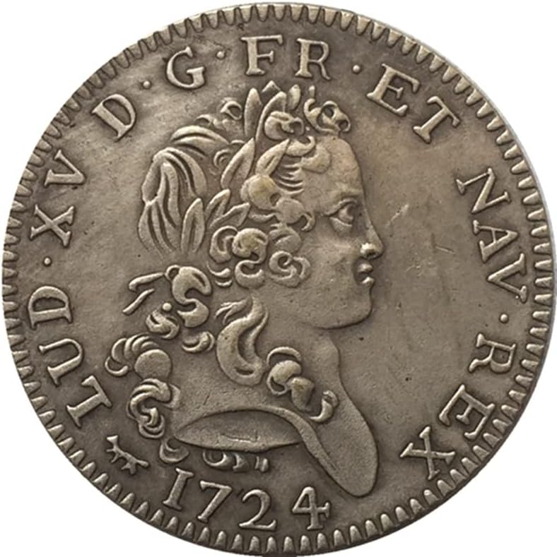 1724 Moeda francesa Pure Copper Silver Plated Antique Silver Dollar Countraft Handicraft Collection pode ser soprado