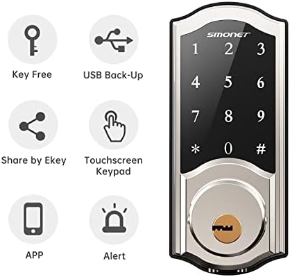 Entrada smart -deadbolt sem chave com teclado, fechaduras inteligentes para a porta da frente, trava bluetooth bluetooth bloqueio de