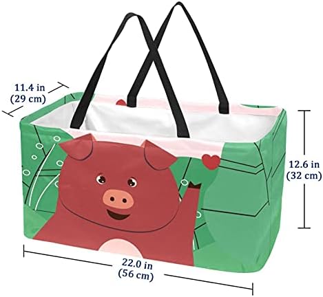 Lorvies Cartoon Pig Family Storage Bin Basket - grande retângulo para roupas, brinquedos, sapatos e piquenique
