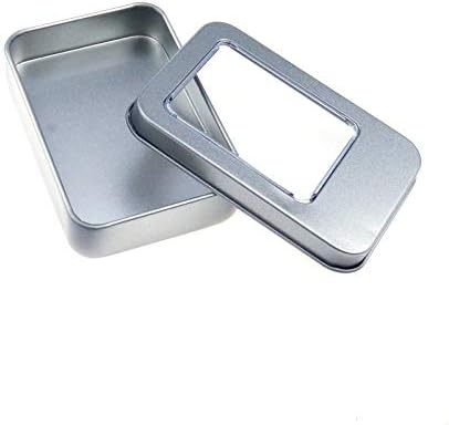 CASHAR 10PCS Caixa de lata de metal de metal Organizador de armazenamento da janela superior Tin Mini Tin Box para chá,