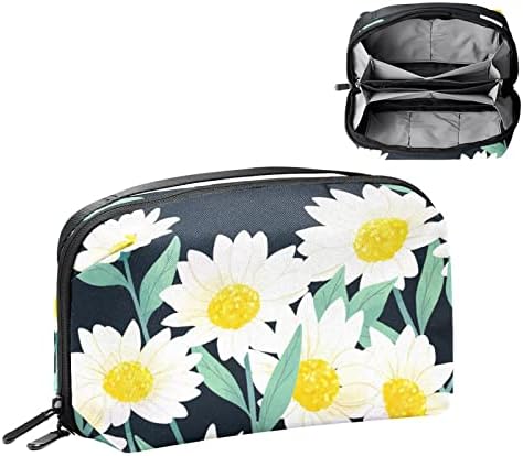 Daisy Natural em Organizador Eletrônico de Fundo Escuro, Bolsa de Armazenamento de Cordamento de Cordão à prova d'água para viagens