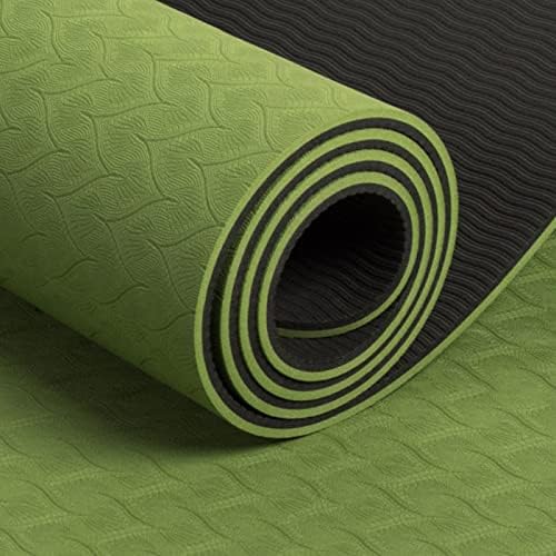Mat de ioga Mat de cor de fitness não deslizamento de coloração dupla com marcas de alinhamento 72 ”× 31,5” × 0,3 ”