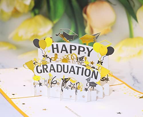 Penta Angel Happy Graduation Card para ele/seu 3D Greeting Paper Pop -Up Cartões Celebração Cartões de felicitações com envelopes para estudante da College University Senior High School