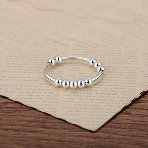 Ainuobei 925 Sterling Silver Silver Ansity Aleding Ring for Women Rings for Teen Girls Far01a Anel de ansiedade para mulheres