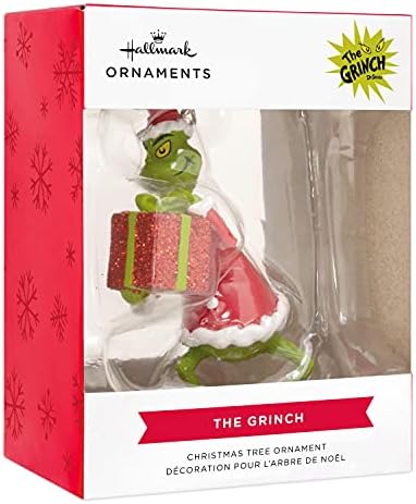 Hallmark Dr. Seuss como o Grinch roubou Natal! Grinch com o presente ornamento de Natal 2021, multicolor