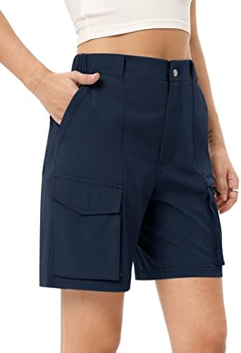 Shorts de caminhada de 5 / 7 femininos com bolsos de carga rápida seca shorts atléticos leves para o verão casual