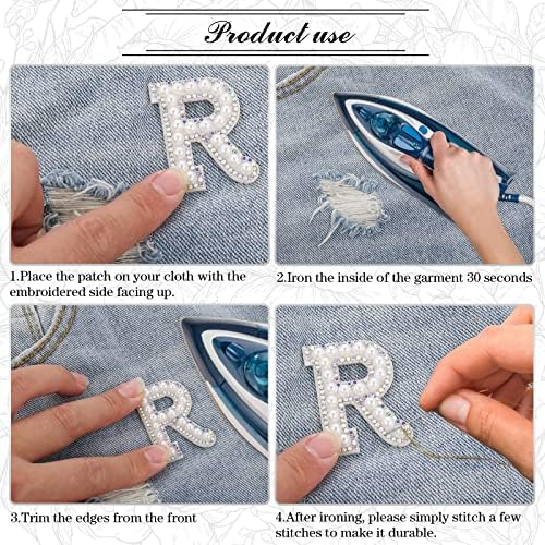 20pcs Rhinestone Ferren on Patches Bride Rhinestone Pearl Stick On Letters Patches Bling Fabric Letras Glitter Alphabet Appliques
