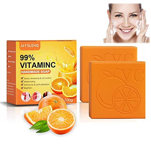 Cicorfu 2pcs vitamina C sabão, 2023 Novo laranja artesanal de laranja com 99% de vitamina C, 100g, face e corpo esfoliam