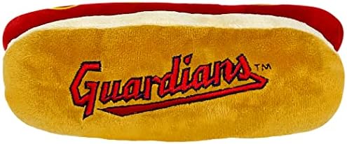 Animais de estimação MLB Cleveland Guardians Hot Pluxh Pluxh Cachorro e Toy Squeak - Toy Snack Prinches de cachorro quente para cães e gatos com Squeaker interior e belo time de beisebol Nome/logotipo