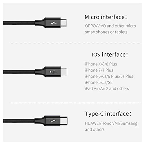 PRO USB 3In1 Multi Cable Compatível com BlackBerry BBE100-2 Dados Universal Extra Strength Para velocidades rápidas de carregamento